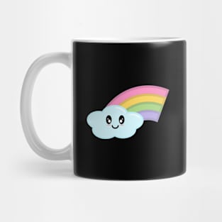 Kawaii Cute Happy Rainbow in Black Mug